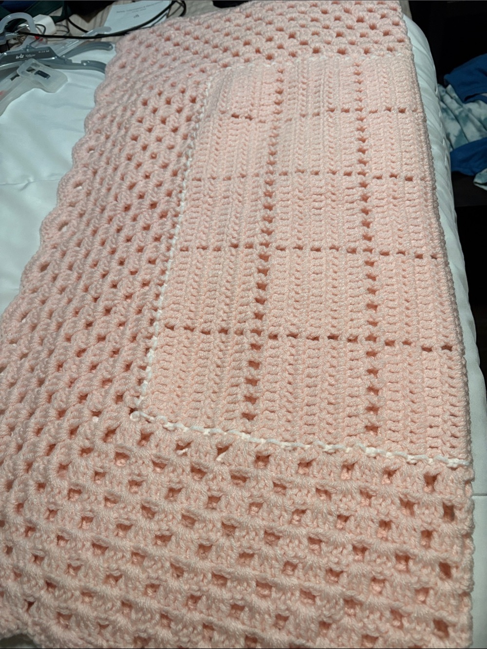 Soft Crochet Baby Blanket - Pale Pink